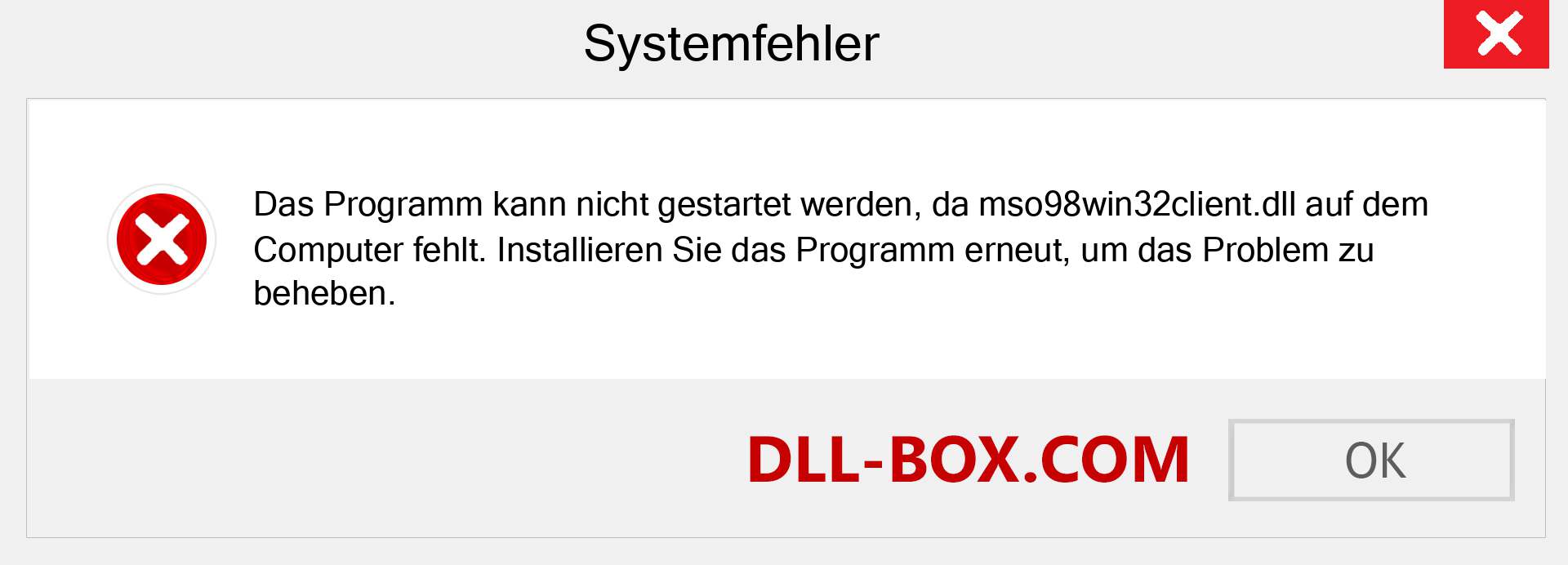 mso98win32client.dll-Datei fehlt?. Download für Windows 7, 8, 10 - Fix mso98win32client dll Missing Error unter Windows, Fotos, Bildern