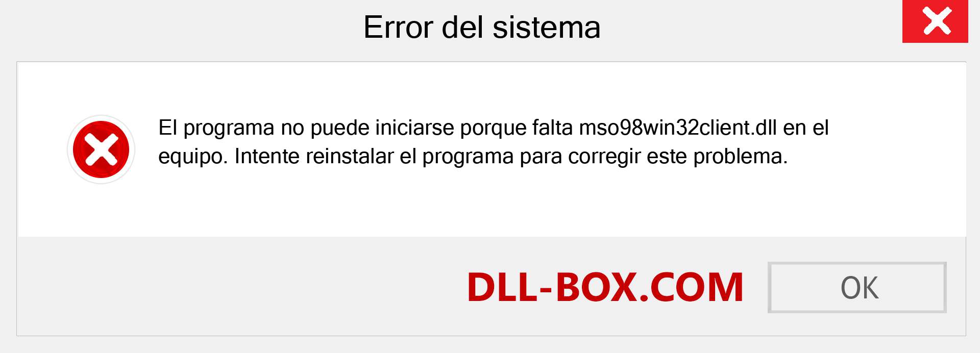 ¿Falta el archivo mso98win32client.dll ?. Descargar para Windows 7, 8, 10 - Corregir mso98win32client dll Missing Error en Windows, fotos, imágenes